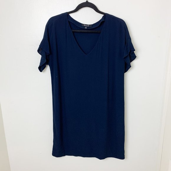 Madewell Blue Ruffle-Sleeve Easy Dress Medium - Picture 2 of 7